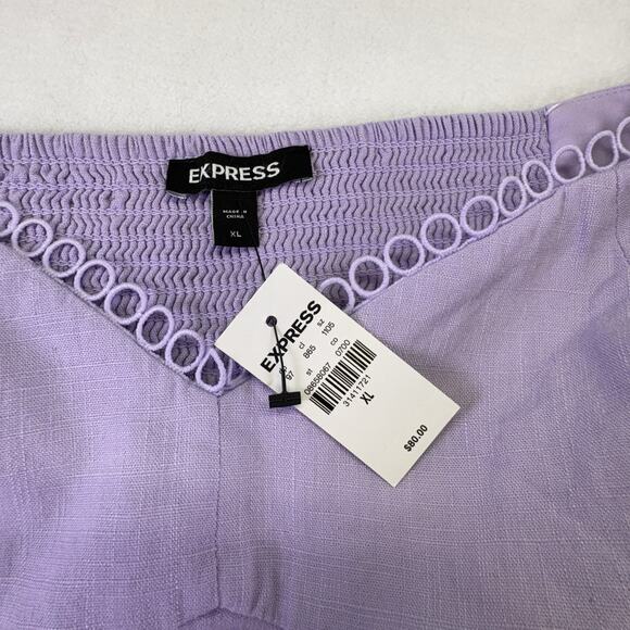 Express Off Shoulder Peplum Corset Cropped Blouse Ruffle Hem Purple Size XL - Picture 7 of 14